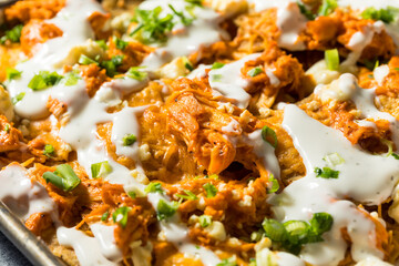 Homemade Buffalo Chicken Nachos with Ranch