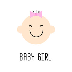 Cute baby face icon. Symbol little baby girl for the design of children's website and mobile applications. 