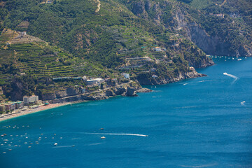 High angle view of Minori and Maiori, Amalfi coast, Italy