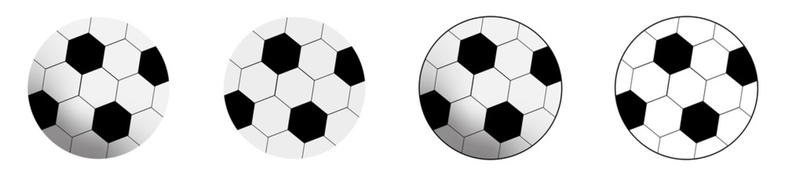 Set of four black and white soccer balls - Vector Illustration