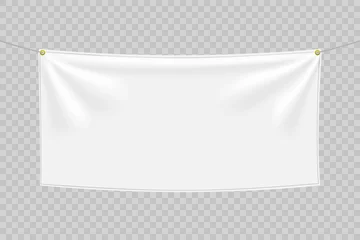 Foto op Canvas White textile banner with folds isolated on white background © paketesama
