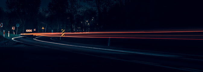 abstract red car lights at night. long exposure