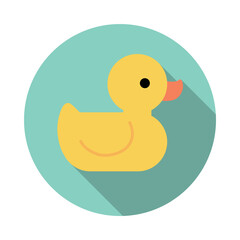 Yellow rubber duck toy, bath toy. Vector illustration