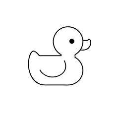 Yellow rubber duck toy, bath toy line icon. Vector illustration