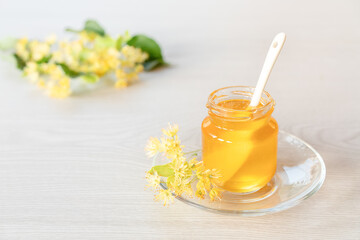 natural lime honey in a glass jar