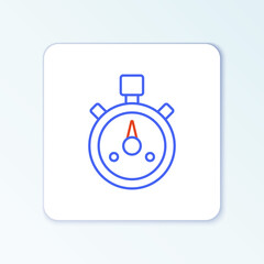 Line Stopwatch icon isolated on white background. Time timer sign. Chronometer sign. Colorful outline concept. Vector