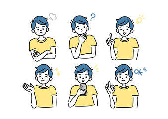 男性のイラスト　ポーズセット