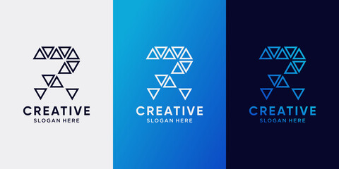 Creative monogram logo design initial letter R with line art style. Logo icon for business company