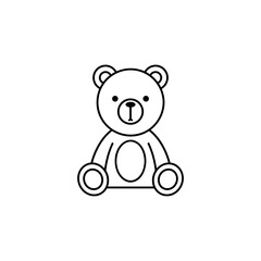 Teddy bear soft toy line icon, outline vector sign, linear pictogram. Symbol, logo illustration