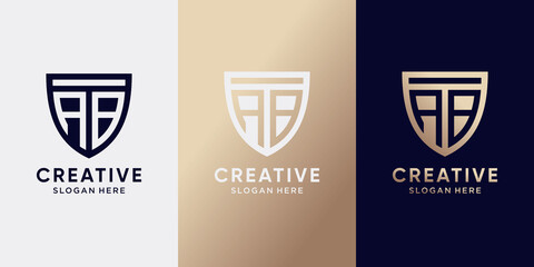 Symbol of shield logo design with initial letter AB and creative concept. Monogram logo for business company and personal