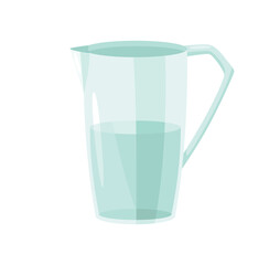 Water in glass. Ingredient and cookware for making dough, cookie or croissant. Flat cartoon vector isolated icon