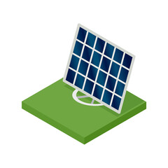 Isometric solar panel. Concept of clean energy. Clean ecological power. Eco renewable electric energy from sun. Icon for web