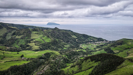 Fototapeta na wymiar The landscape of Flores Island in the Azores