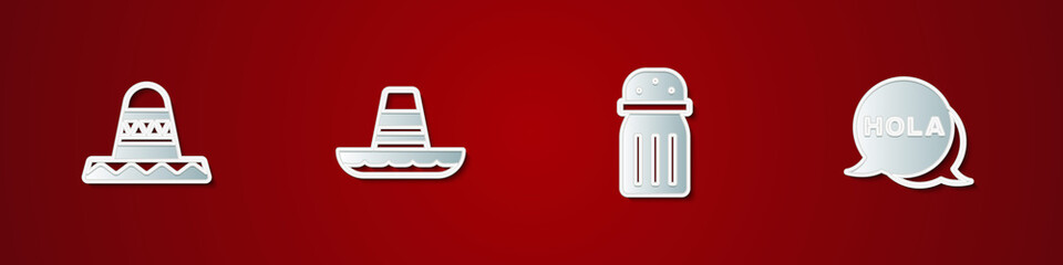 Set Mexican sombrero, , Salt and Hola icon. Vector © vector_v