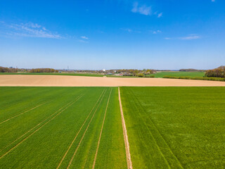 Agricultural fields, countryside. A shot from above. Farmers field.