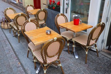 Stockholm sidewalk cafe tables