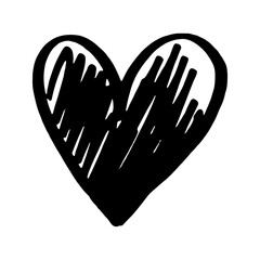 Doodle heart. Black and white illustration isolated