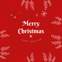 Fototapeta na wymiar Merry Christmas and Happy New Year card with wishing text