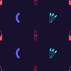 Set False nails, Nail file, and Broken on seamless pattern. Vector