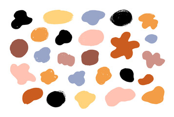 Vector set of hand drawn color grunge shapes