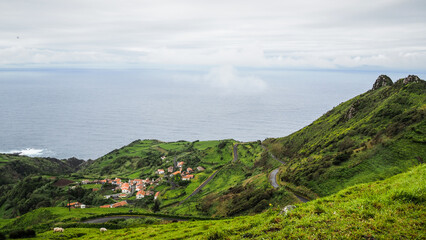 Fototapeta na wymiar The landscape of Flores Island in the Azores