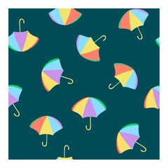 Seamless vector pattern about the weather. For textiles, covers, packaging, textiles. Colorful bright umbrellas.
