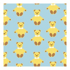 Seamless children's vector pattern on a blue background with cute bears. For textiles, packaging, fabric, cover, cover.