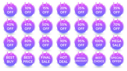 Set Tags Discount Promotional Templates Collection Stickers Vector Special Sale Label Best Price Offer Emblem Up To Elements Retail 