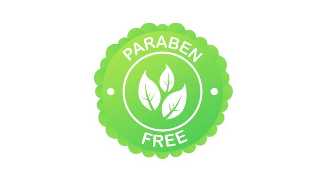 Green label paraben free. Symbol, sign. Organic, bio, eco symbol Natural product. Motion graphics.