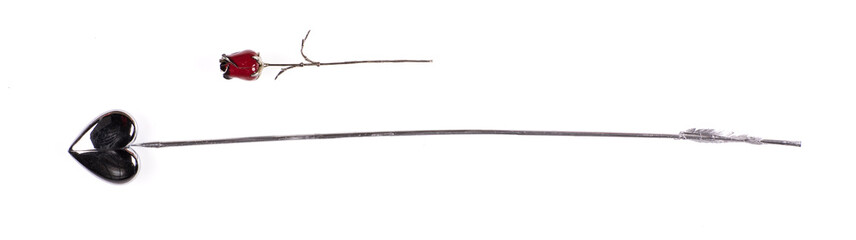 silver arrow with heart isolated on white background