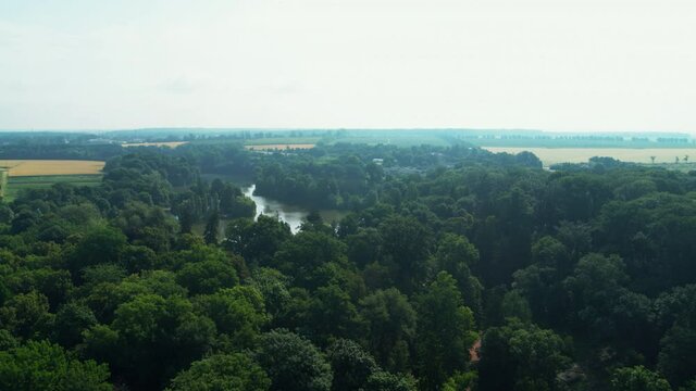 Verkhnii stav in National Dendrological Park Sofiyivka city Uman aerial view