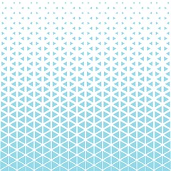 White and blue halftone triangle pattern background. Abstract geometric triangle, halftone. Vector background.