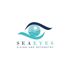 sea eyes logo, optometry clinic design vector