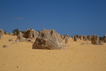 Fototapeta na wymiar Pinnacles Desert landscape of natural limestone rocks Nambung National Park Western Australia