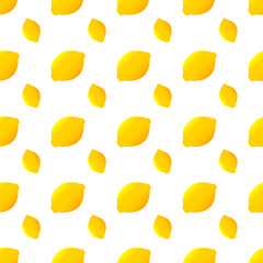Bright seamless pattern with ripe yellow lemon. lemon citrus pattern isolated on white