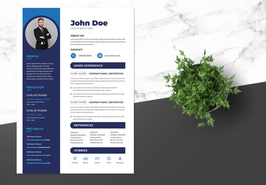 Clean Resume Design with Blue  Accents