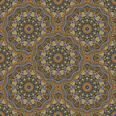 Round medallion vector seamless pattern.