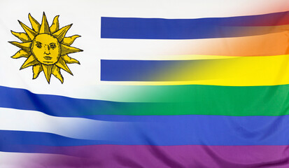 Rainbow Flag merged with Flag of Uruguay