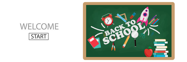 Welcome back to school, vector illustration. School board