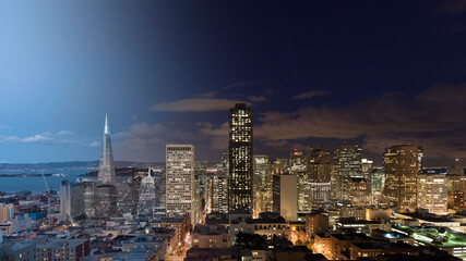 San Francisco Skyline twilight transition