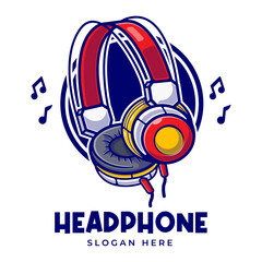 Fototapeta premium Headphone Music Cartoon Logo Template