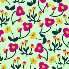 Cute stylized flowers. Abstract elements. Vector seamless pattern. Fashion print. colorful background.
