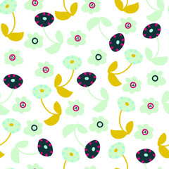 Stylized flowers seamless pattern. Hand drawn vector illustration. Colorful  and trendy.  Fashion print.