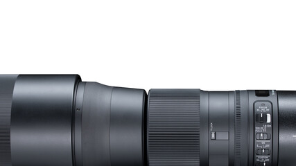 Camera lens. Professional photo and video optical lenses for digital DSLR camera mirror or...