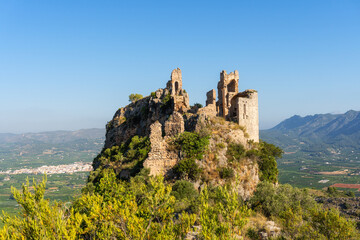 Ruined castle on a mountain, known as the castle of Marinyen, or the Moorish Queen. 