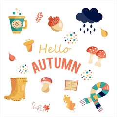 Colorful autumn set of pictures