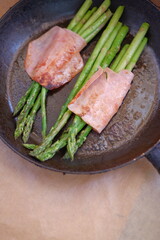 Asparagus and bacon. Seasonal food