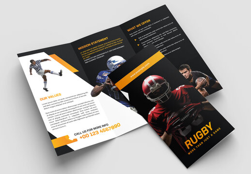 Rugby Sport Brochure Layout with Orange Accents