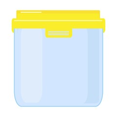 A container for carrying and storing food. A plastic or glass container with a lid.
