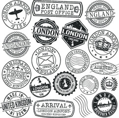 Fototapeta premium London England Stamp Vector Art Postal. Postmark Passport Travel Design Set Sign.